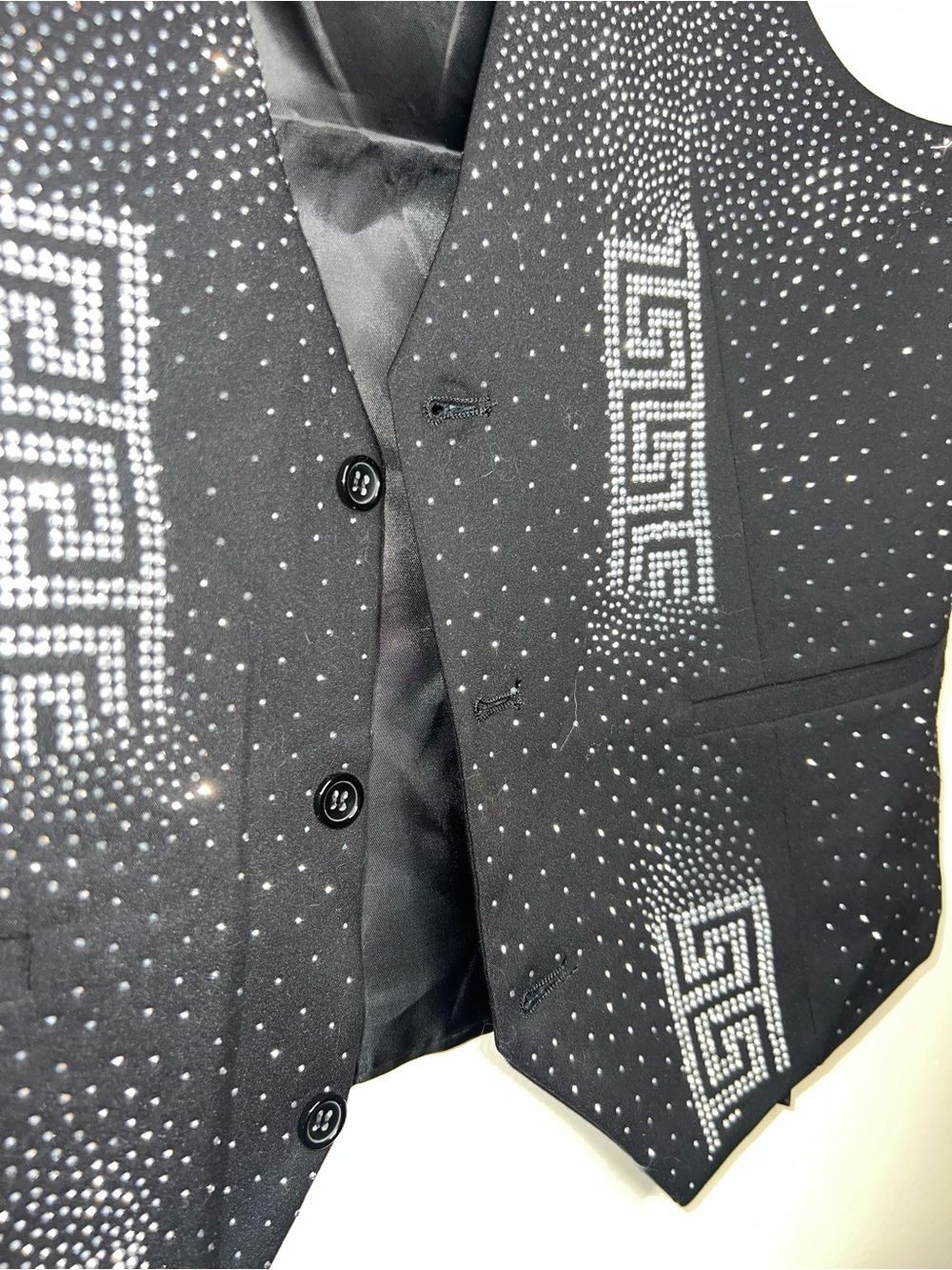 Barocco Luxe Luster Black/Silver Rhinestone Patterned Vest Size Small - Picture 4 of 10